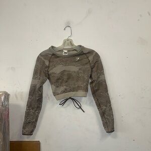 Gymshark Long-Sleeve Top in Olive Camo